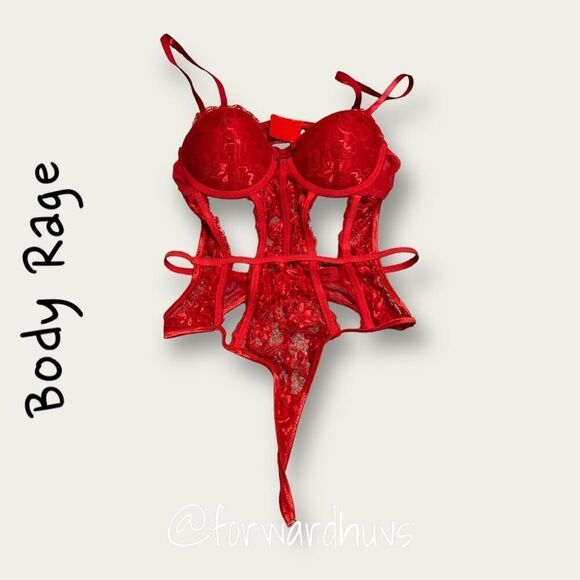 Body Rage Red One-Piece Bodysuit Lingerie Size Medium - Picture 5 of 9